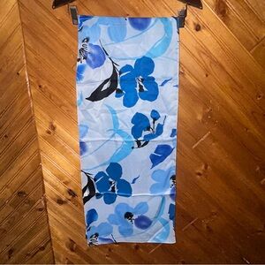 Vintage Blue and white floral silk scarf 12x57